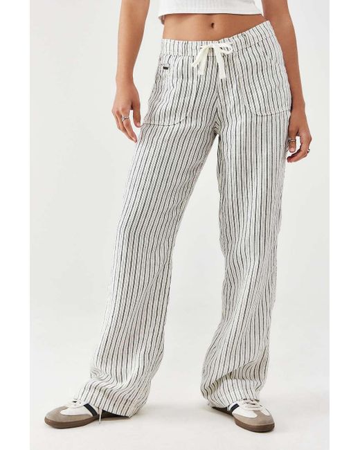 BDG Gray White Pinstripe Five-pocket Linen Pants