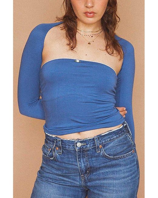 RAT BOI Blue Contour Lace Trim Tube Top