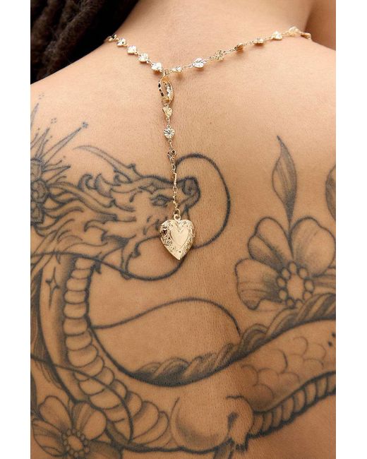Urban Outfitters White Uo Delicate Heart Lariat Necklace