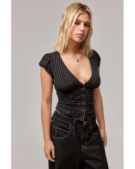 Silence + Noise Black Silence + Noise Penny Ruched Shirt