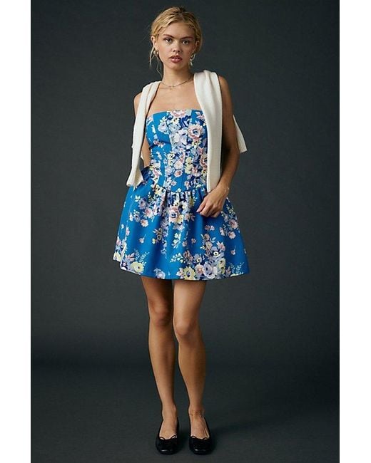 Kimchi Blue Black Sugar Plum Strapless Corset Mini Dress