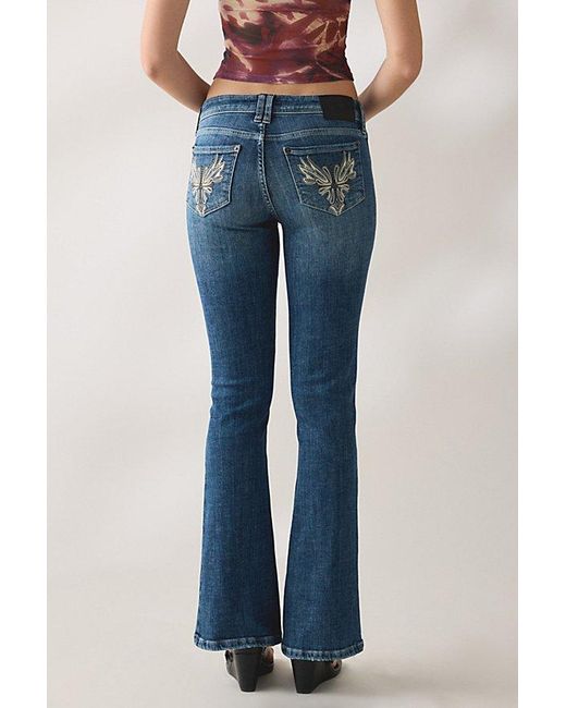 BDG Brooke Embellished Back Pocket Low-Rise Flare Jeans in Blue | Lyst