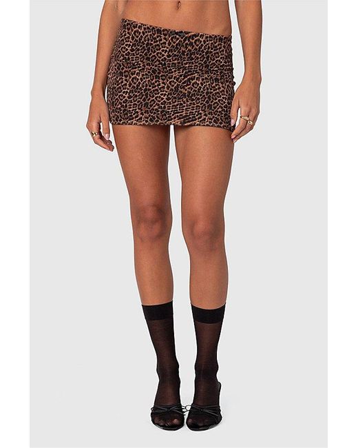 Edikted Black Edin Leopard Print Mesh Mini Skirt