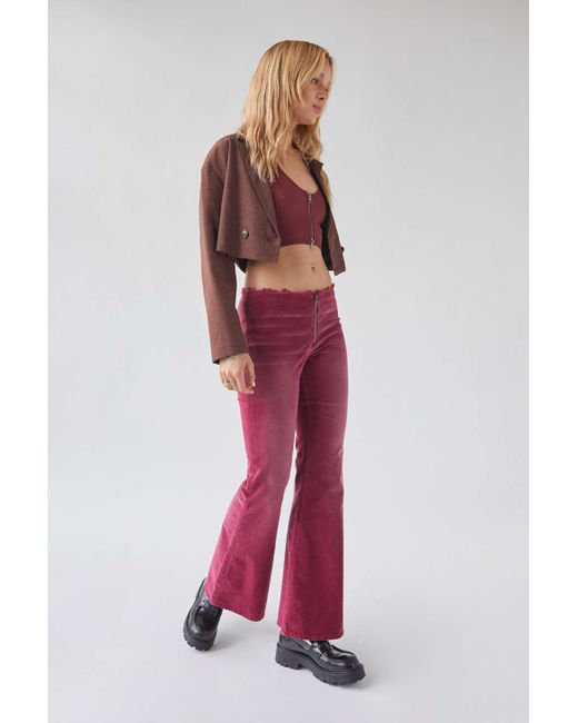 BDG Red Iona Zip-front Flare Pant