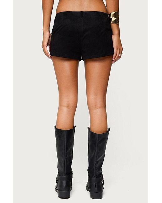 Edikted Black Studded Faux Suede Micro Shorts