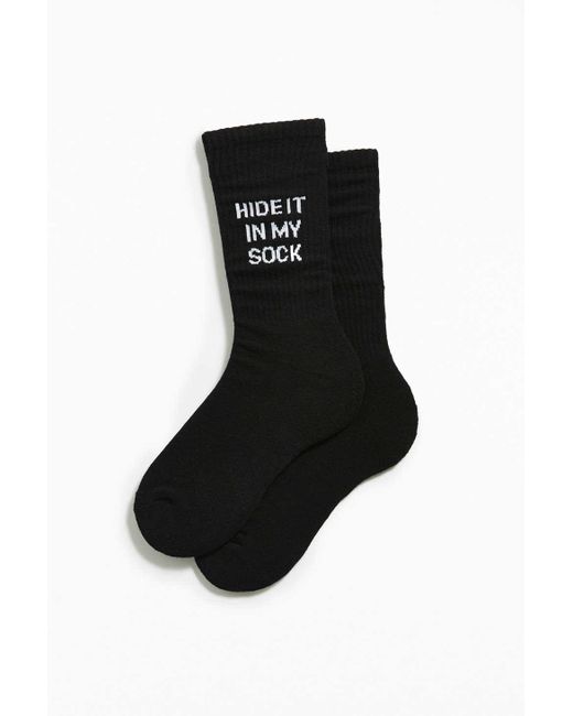 Urban Outfitters Black Hide It In My Sock Crew Sock for men