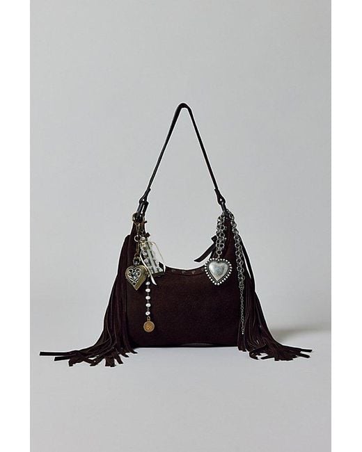 Silence + Noise Black Bella Suede Fringe Bag