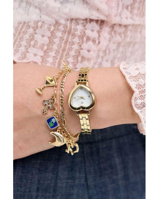 Urban Outfitters Brown Uo Heart Link Watch