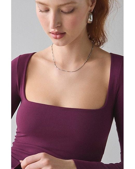 Out From Under Purple Ruby Square Neck Long Sleeve Cropped Tee