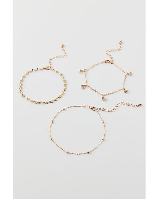 Urban Outfitters Brown Daisy Butterfly Anklet Set