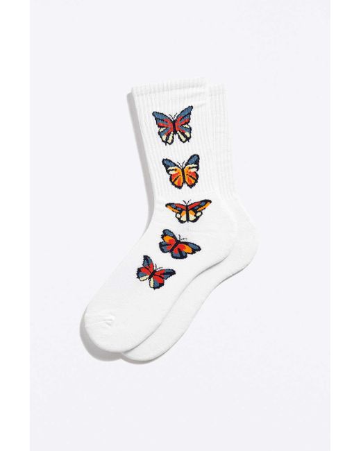 Urban Outfitters White Butterfly Sport Sock for men