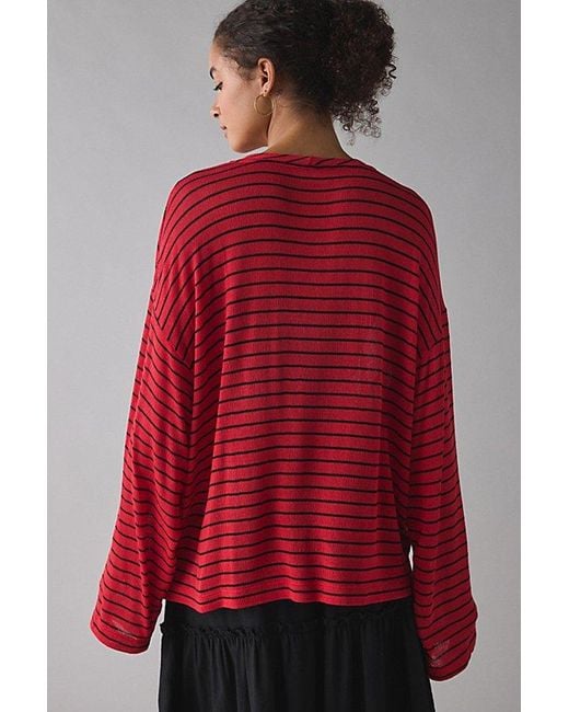 Vintage & ReMADE by UO Red Remade By Uo Remnants Striped Drippy Sleeve Top