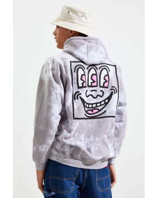 Urban Outfitters Gray Keith Haring Tie-dye Hoodie Sweatshirt for men