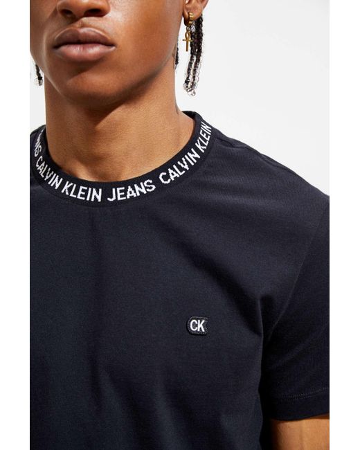 Calvin Klein Calvin Klein Logo Collar Tee in Blue for Men | Lyst