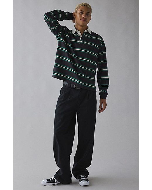 Urban Outfitters Green Uo Striped Long Sleeve Rugby Tee for men