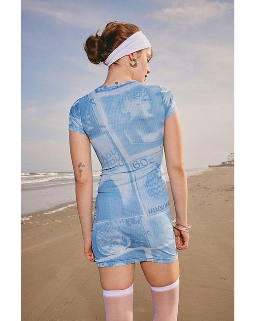 Miaou Blue Uo Exclusive Billie Stamp Print Mini Dress