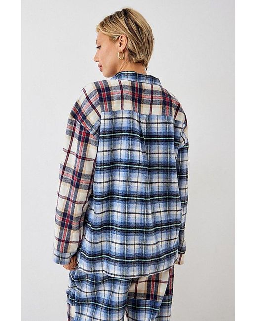 Out From Under Blue Holiday Check Lounge Shirt Top