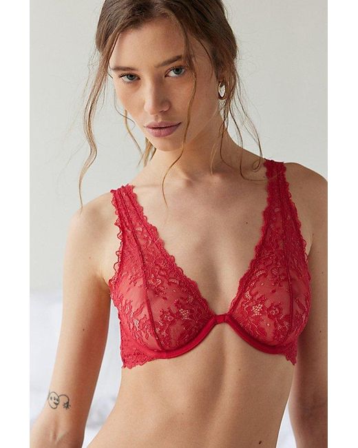 Out From Under Red Budapest Love High Sheer Lace Underwire Bra