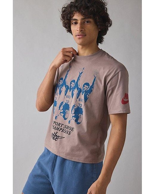 Nike Gray Champions Graphic Boxy Tee for men