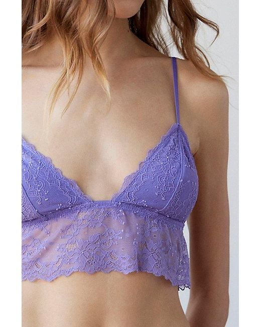 Out From Under Blue Budapest Love Lace Longline Bralette