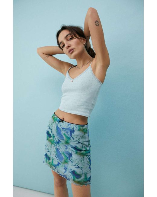 Urban Outfitters Blue Uo Penny Pointelle Cami Top