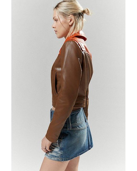 Silence + Noise Brown Mariah Faux Leather Western Jacket