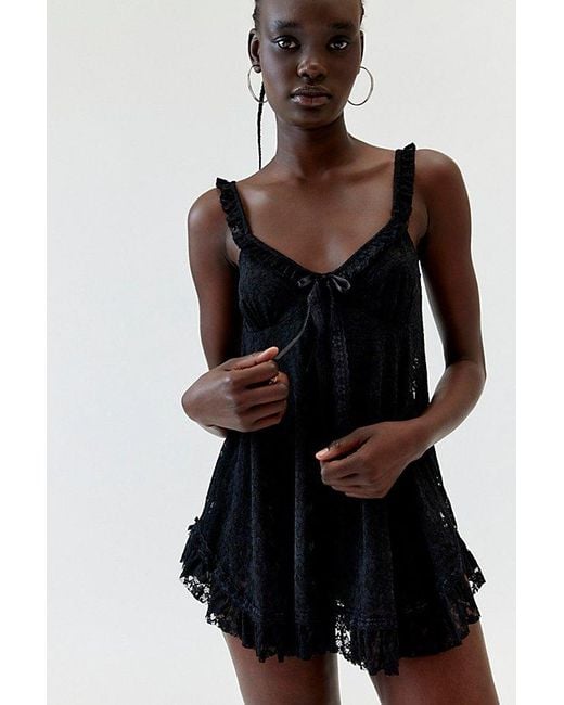 Urban Outfitters Uo Primrose Lace Babydoll Romper in Black Lyst