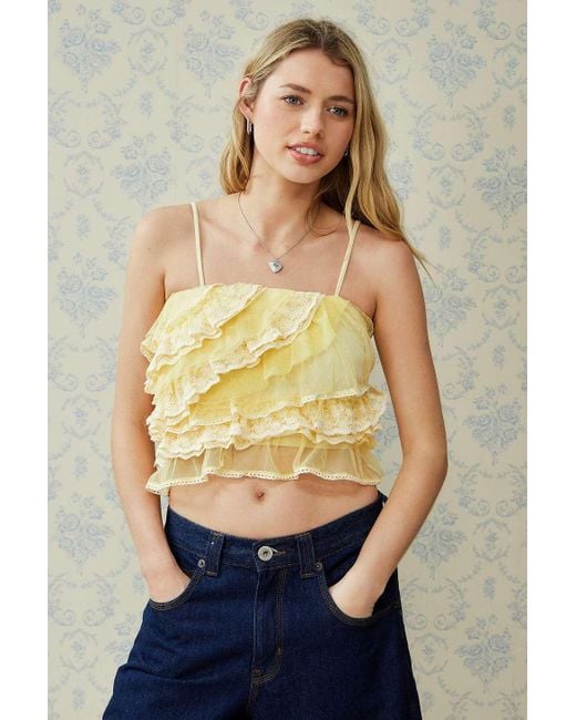Urban Outfitters Yellow Uo Sunny Days Ruffle Cami
