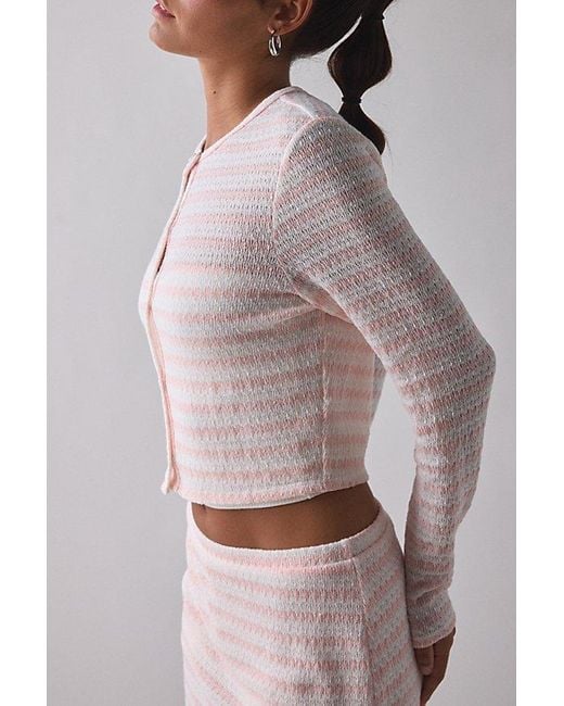 Vintage & ReMADE by UO Pink Remade By Uo Remnants Striped Knit Cardigan