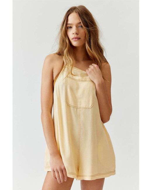 Urban Outfitters Natural Uo Greta Jersey Playsuit