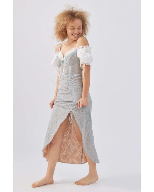 Urban Outfitters Lace Uo Angelica Corset Midi Dress in Blue Lyst Canada