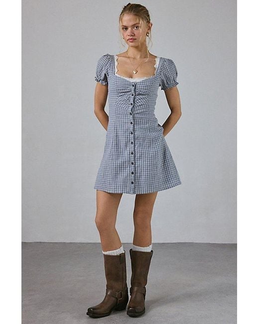 Kimchi Blue Nina Button-Down Milkmaid Mini Dress in Blue | Lyst Kimchi Blue Nina Button-Down Milkmaid Mini Dress in Blue | Lyst