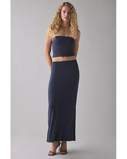 Urban Outfitters Women's Blue Uo Kimmy Jersey Knit Tube Top Maxi