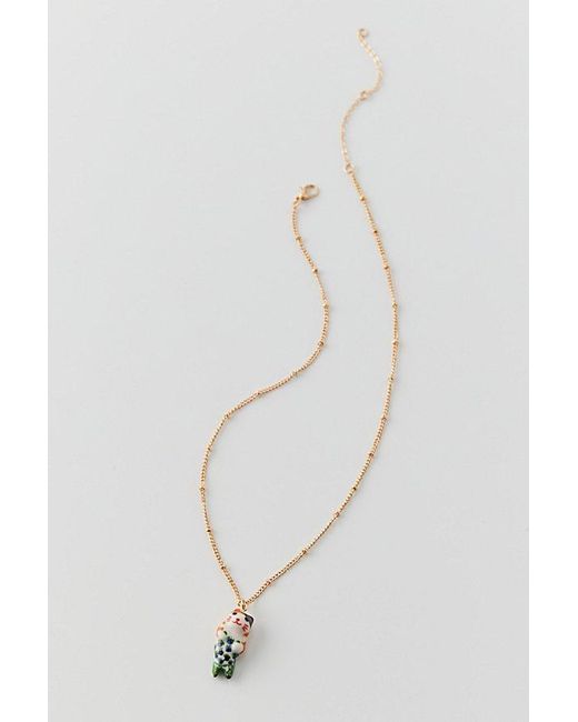 Urban Outfitters White Cat-Fish Charm Necklace