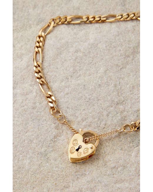 SEOL + GOLD Natural Seol + Gold Vermeil Heart Lock Charm Bracelet