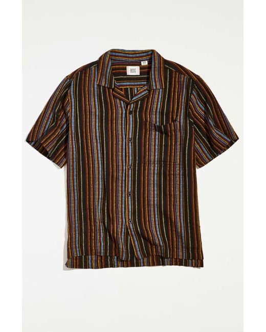 BDG Brown Eli Dobby Stripe Shirt for men