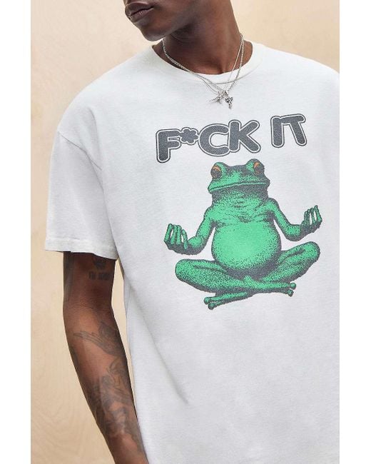 Urban Outfitters Blue Uo White F*ck It Frog T-shirt for men