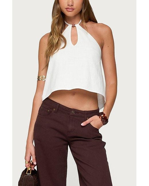 Edikted White Oliviana Linen Look Halter Top