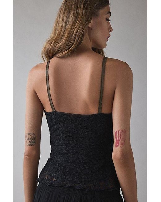 Kimchi Blue Black Clover Lace + Ribbon Trim Cropped Cami