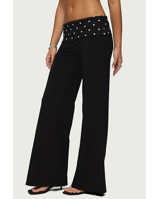 Edikted Black Reeva Polka Dot Fold Over Pants