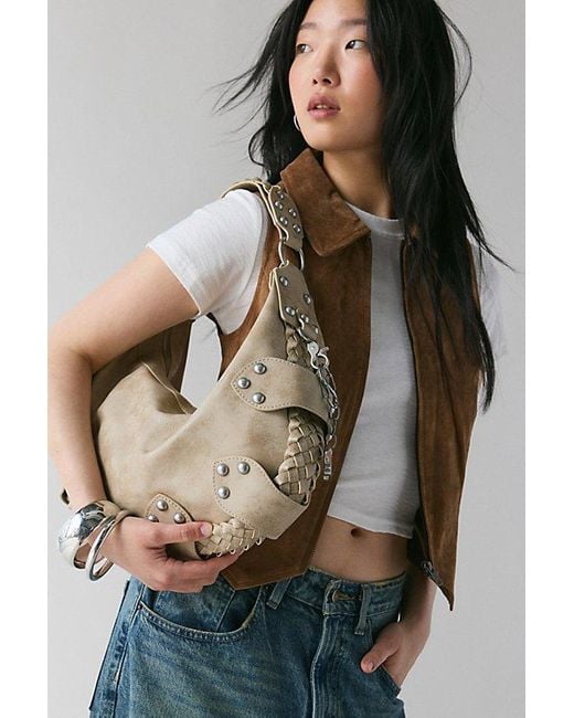 Silence + Noise Brown Emory Studded Hobo Bag
