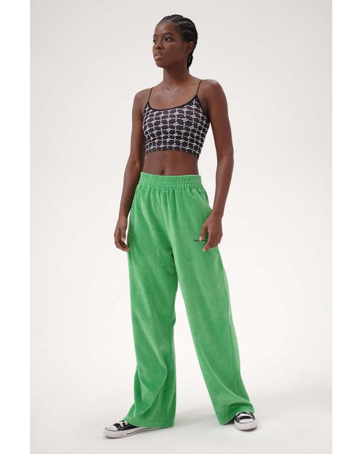 iets frans Green Velour Wide Leg Pant