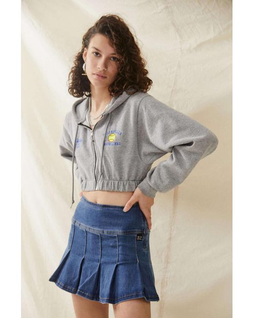 Urban Outfitters Blue Uo '00s Pleated Denim Kilt Mini Skirt