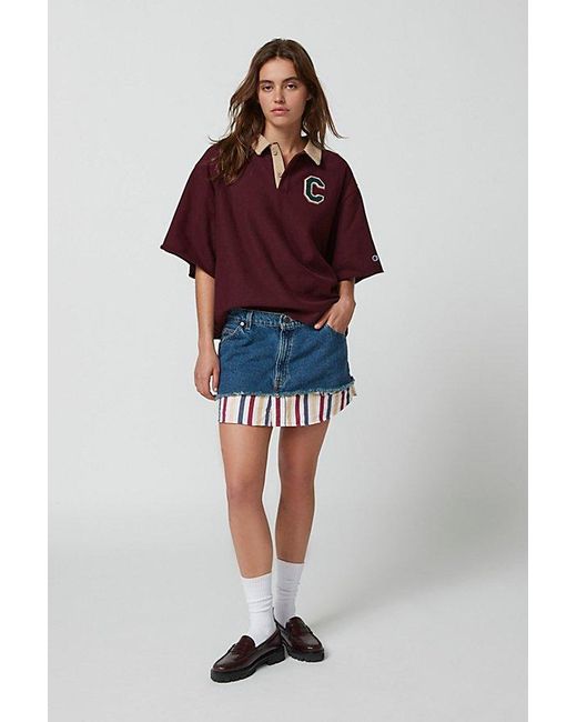 Urban Renewal Multicolor Remade Denim & Stripe Mini Skirt