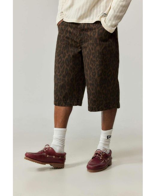 BDG Brown Leopard Print Neo Skate Shorts for men