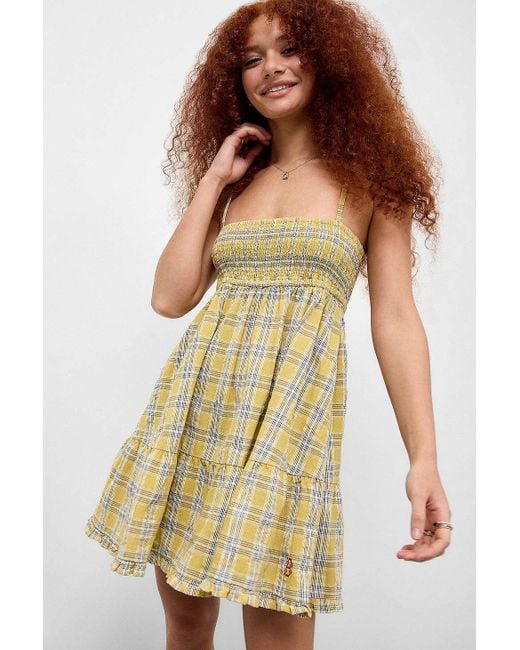BDG Yellow Dani Check Mini Dress