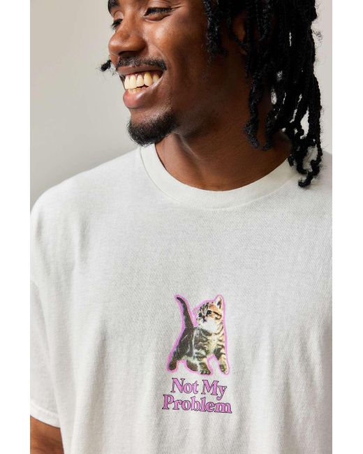 Urban Outfitters Natural Uo Not My Problem Cat T-shirt for men