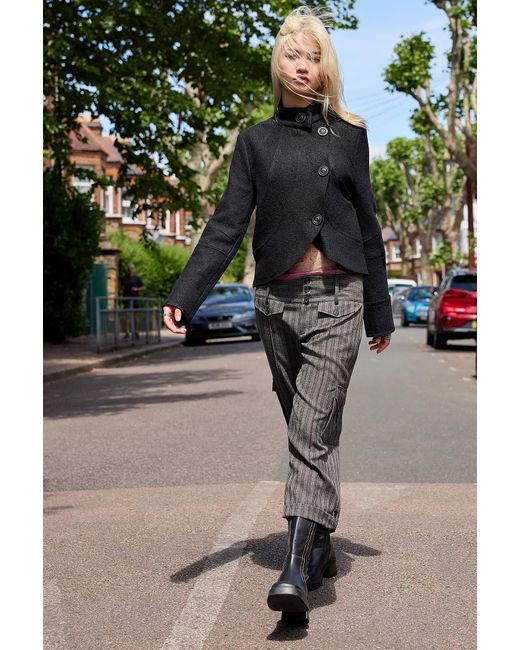 Kimchi Blue Black Raya Asymmetric Wool Jacket