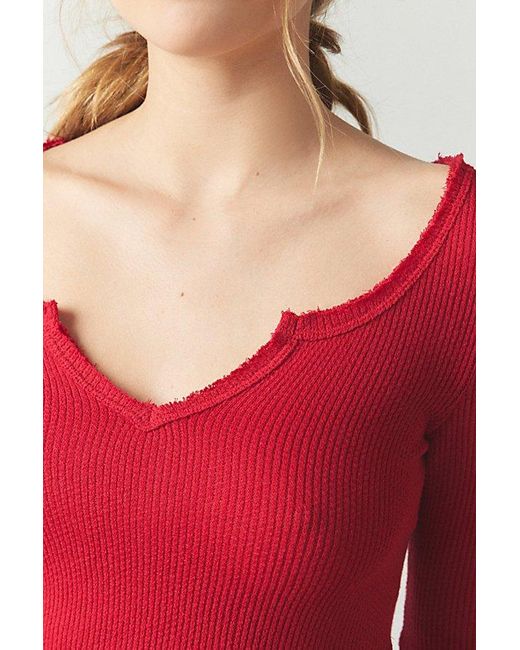 Out From Under Red Lias Notch Neck Top