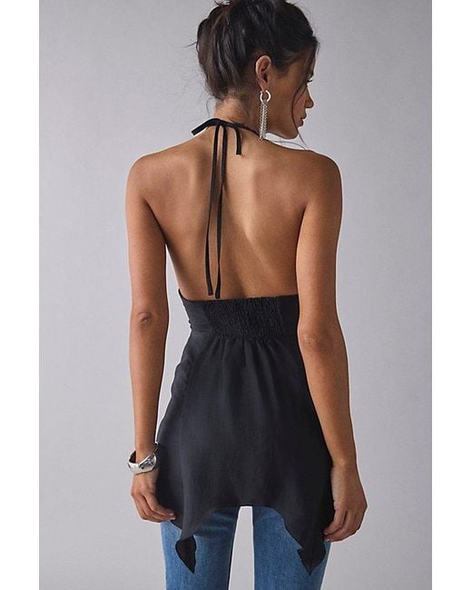 Urban Outfitters Gray Uo Catie Halter Split-Front Flyaway Tunic Top